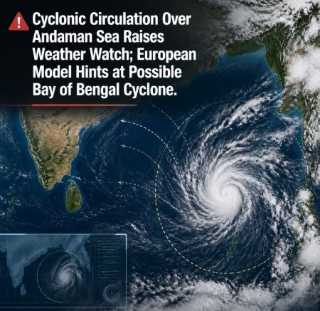 Cyclonic Circulation Over Andaman Sea Raises Weather Watch; European Model Hints at Possible Bay of Bengal Cyclone